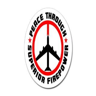 peace through superior firepower oval sticker sticker oval $ 4 49