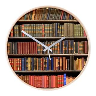Old Books on Library Shelf   Wooden Clock for $54.50