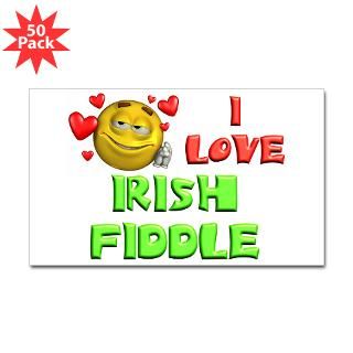 Cute I Love Irish Fiddle Rectangle Sticker 50 pk)