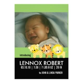 Jungle Cats Baby Boy Birth Announcements