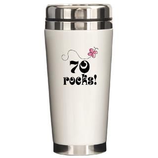 70Th Birthday Drinkware  Cute 70 Rocks 70th Birthday Travel Mug
