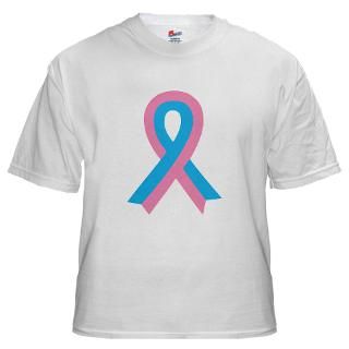 pink blue ribbon white t shirt $ 37 98
