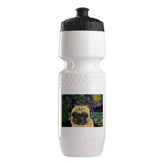 Animals Gifts  Animals Water Bottles  pug VanGogh Trek Water