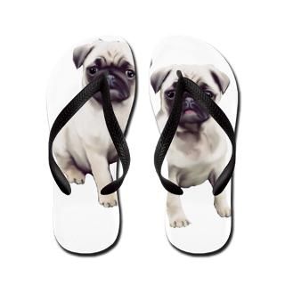 Animals Gifts  Animals Bathroom  Pugs sitting Flip Flops