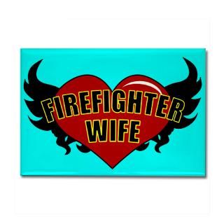 FIREFIGHTER WIFE HEART & WINGS Rectangle Magnet