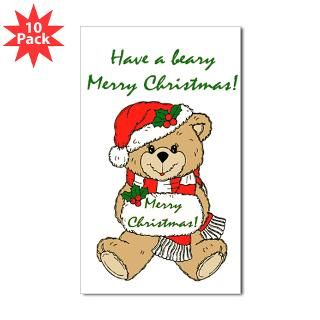 Beary Merry Christmas Rectangle Sticker 10 pk)