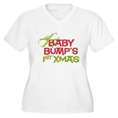 Baby Bumps 1st Xmas Womens Plus Size V Neck T Shirt