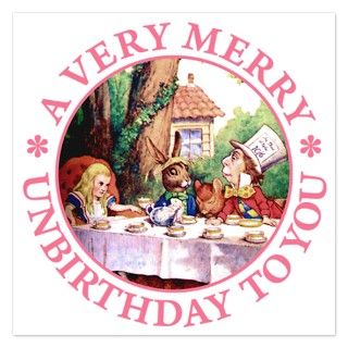 Alice Gifts  Alice Flat Cards  ALICE MAD HATTER unbirthday pink copy