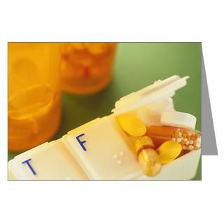 Pillbox and Pill Bottles Greeting Card for