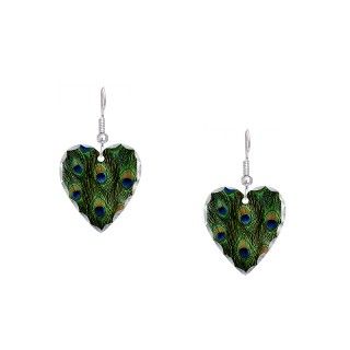 Animals Gifts > Animals Jewelry > Peacock feathers Earring Heart Charm