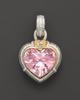 Judith Ripka Sterling Silver Large Pink Heart Stone Enhancer