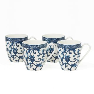 Lauren Ralph Lauren Mandarin Blue Mugs, Set of 4