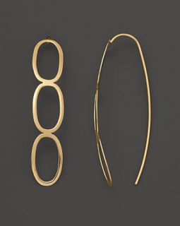 14K Yellow Gold Linear Oval Trio Earrings