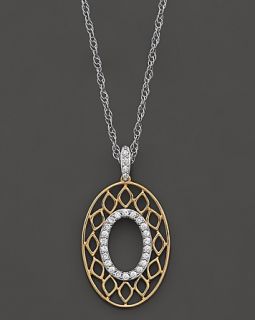 Diamond Oval Pendant in 14 Kt. White and Yellow Gold, .25 t.w