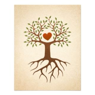 Tree with heart and roots family reunion invite