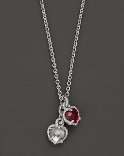 Judith Ripka Sterling Silver Twin Heart Necklace, 17