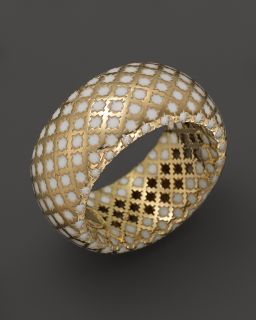 Gucci 18K Yellow Gold Diamantissima Ring With White Enamel