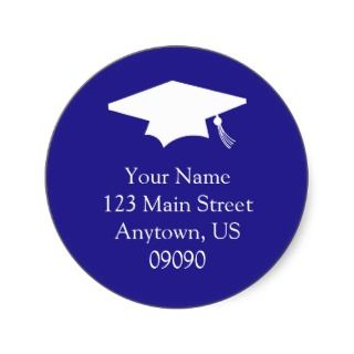 Classic Graduation Address Label (Dark Blue) Sticker