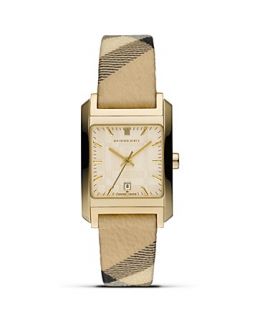 Haymarket Check Gold Faced Fabric Strap Watch, 33 mm