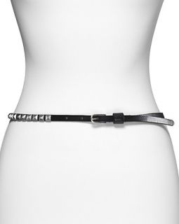 Linea Pelle Skinny Leather Belt with Pyramid Studs