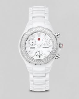 Michele Womens Tahitian Ceramic White Diamond Watch, 35mm
