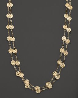 Hammered Yellow Gold Medallion Necklace, 36L