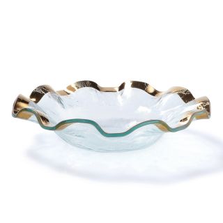 annieglass small ruffle bowl price $ 84 00 color clear glass gold trim