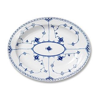 Royal Copenhagen Blue Fluted Half Lace Oval Platter, Large