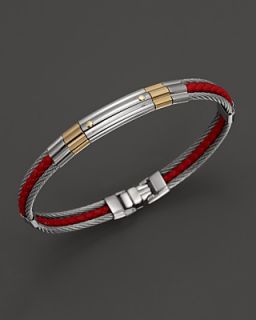 Charriol Gentlemens Collection Red Leather Nautical Cable Bangle with