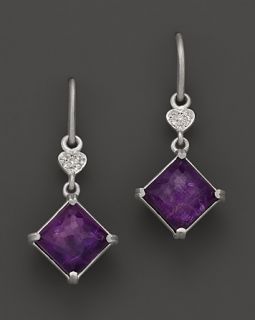 Lisa Nik Sterling Silver Grape Drop Earrings with Diamonds