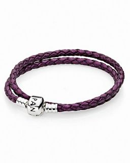 PANDORA Bracelet   Purple Leather Double Wrap with Sterling Silver