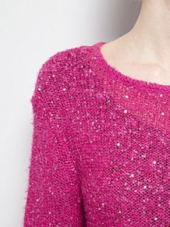 Therapy Sparkle sequin fine knit jumper Pink   