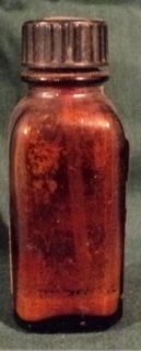 Vintage Amber Brown Poison Tincture of Iodine Medicine Bottle Screw