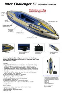 Intex Challenger K1 Inflatable One Person Kayak w Pump