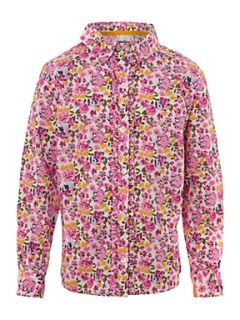 Lands End Girl`s ruffle front shirt Pink   House of Fraser