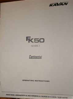 Kavan FK50 Mark I Continental Serial Number 000607 R C Engine
