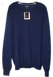 Mens Sweater XXL 2X Kenneth Roberts Platinum Navy Blue Thin Wool $69