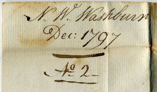 1794 Stampless Letter to 15 Year Old Yale Student Horace Cowles