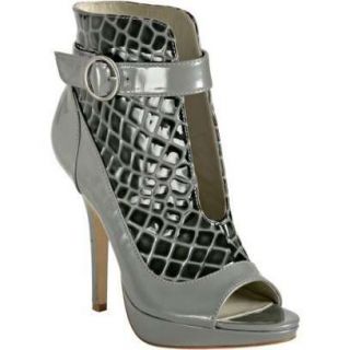 Velvet Angels Grey Quilted Patent Peepshow Cut Out Booties Project