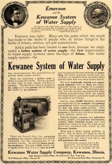 1910 Ad Kewanee System Water Supply Emerson Tanks Pump   ORIGINAL