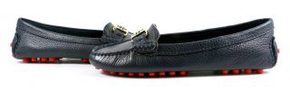 Tory Burch Kendrick Tumbled Leather Loafers Tory Navy Red Shoes 6 5