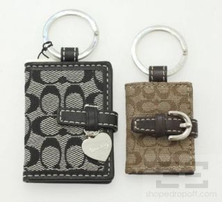 Two Piece Black Brown Monogram Picture Frame Keychain Set New