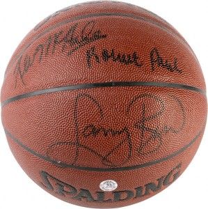Larry Bird Robert Parish Kevin McHale Signed Basketball Boston Celtics
