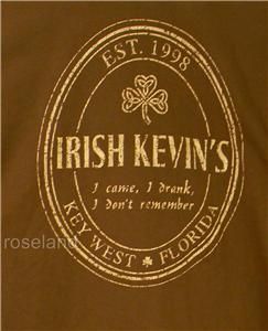 Irish Kevins Bar Key West Graphic T Shirt Sz Large Mens Brown Cotton