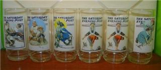 Set of 6 Norman Rockwell Collectible Drinking Glasses
