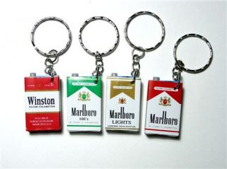 Lot of 4 Keychains Charms Plastic Cigarette Packs Mini
