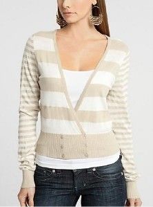 New Guess Striped Kim Cardigan Cashmere Sweater Top