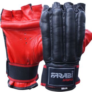 Leather Punch Bag Mitt Kick Boxing Sparing Gloves