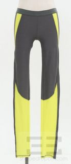 Kimberly Ovitz Grey & Neon Yellow Seamed Athletic Leggings Size Extra