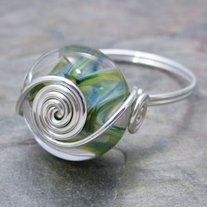 Bbglassart Lampwork Boro Glass Silver Ring Size 11 5